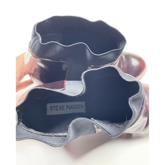 Steve Madden Women's Oxblood Leather Chunky Lug Boots Antyy Chelsea Ankle SZ 9.5 - Picture 11 of 12